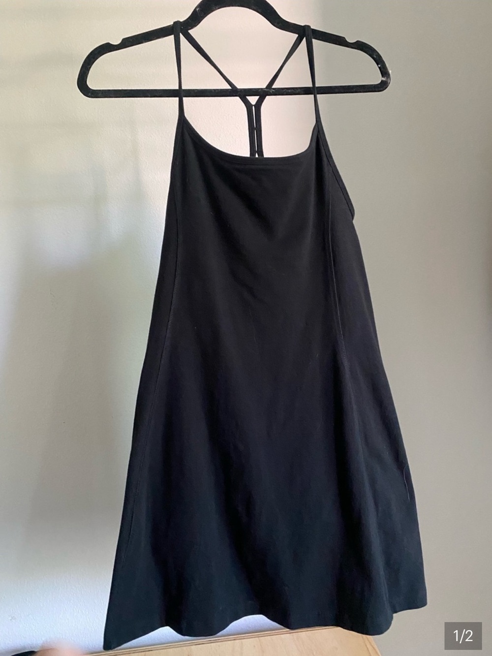 PINK Victoria's Secret Black Strappy A-Line Mini Dress with biker shorts